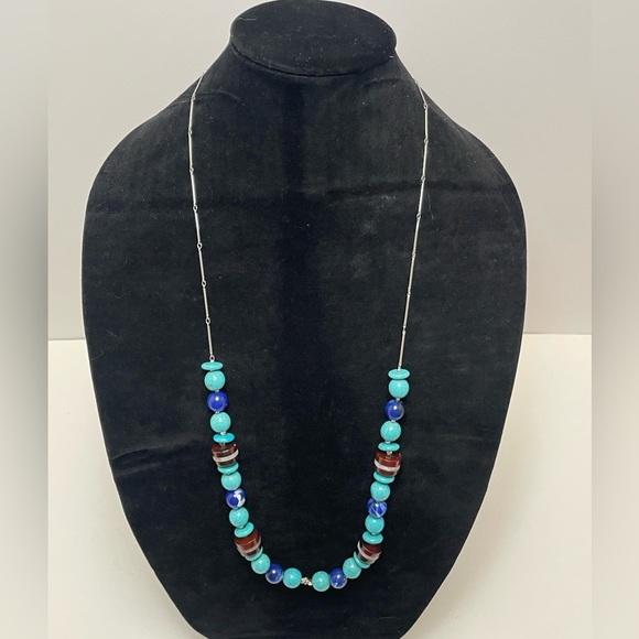 JJill Blue Beaded Long Necklace - Picture 1 of 4
